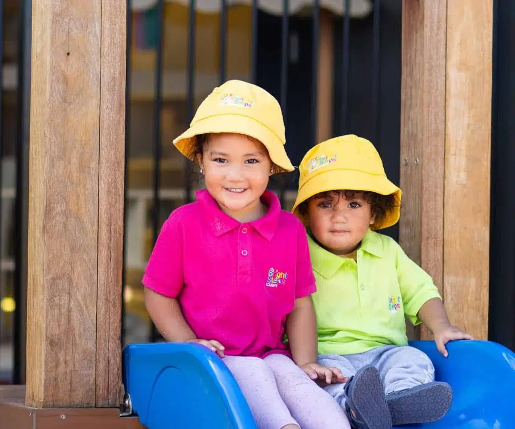 Two children enjoying play time at Mildura's best kindergarten and pre school.